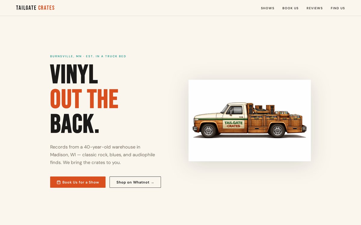 Tailgate Crates website